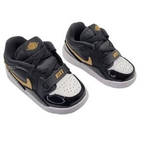 Nike NIB Jordan Legacy 312 Low Sneaker Black Metallic Gold White Kids Size 6C